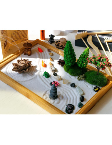 Kit Jardín Zen de Escritorio JJJ Arts - 27.94x19.05cm - 21 Accesorios