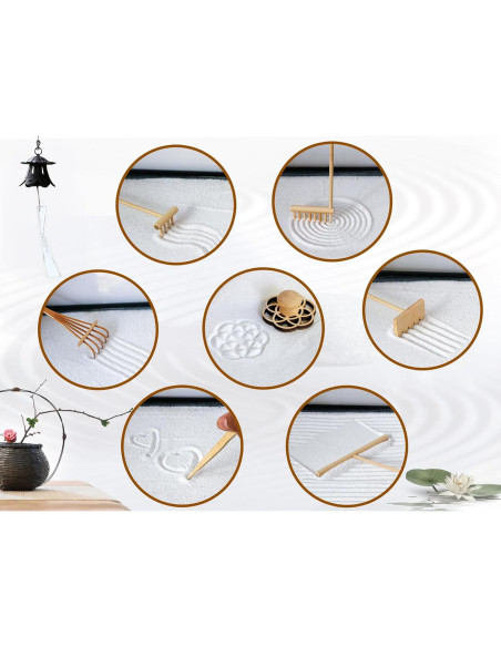 Kit Jardín Zen de Escritorio JJJ Arts - 27.94x19.05cm - 21 Accesorios