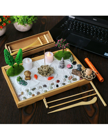 Kit Jardín Zen de Escritorio JJJ Arts - 27.94x19.05cm - 21 Accesorios