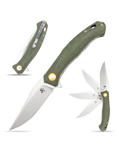 Cuchillo Plegable Sitivien ST112 D2 Micarta 19.5cm Verde Militar