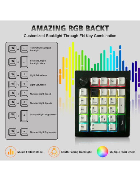 Teclado Numérico Mecánico GMK26 - Programable VIA/QMK, RGB Teclado Numérico Mecánico GMK26 - Programable VIA/QMK, RGB