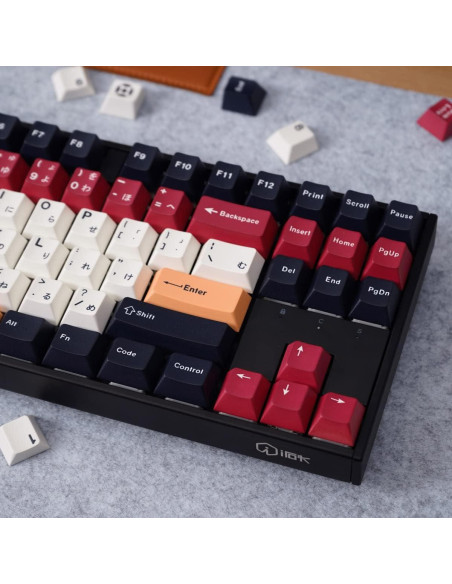 Juego de Teclas PBT Japonés Mintcaps 129 Teclas Negro Blanco Juego de Teclas PBT Japonés Mintcaps 129 Teclas Negro Blanco