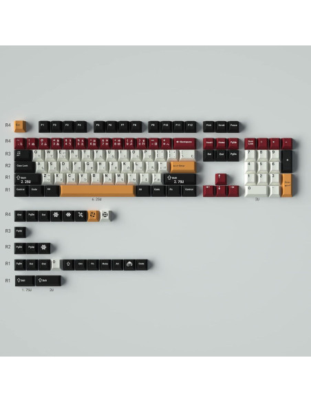 Juego de Teclas PBT Japonés Mintcaps 129 Teclas Negro Blanco Juego de Teclas PBT Japonés Mintcaps 129 Teclas Negro Blanco