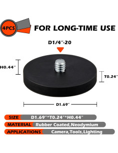 Base Magnética ULIBERMAGNET para Trípode con Rosca 1/4-20 2