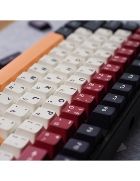 Juego de Teclas PBT Japonés Mintcaps 129 Teclas Negro Blanco Juego de Teclas PBT Japonés Mintcaps 129 Teclas Negro Blanco