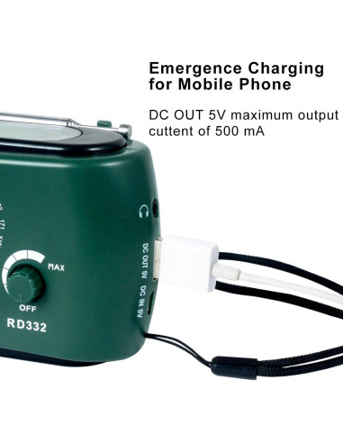 Radio de Emergencia MOLEBIT RD322T con Cargador Solar y Manivela