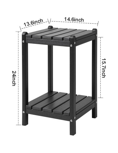 Mesa Lateral Doble Adirondack LZRS 60.96 cm HDPE Negro