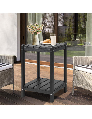 Mesa Lateral Doble Adirondack LZRS 60.96 cm HDPE Negro