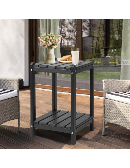 Mesa Lateral Doble Adirondack LZRS 60.96 cm HDPE Negro