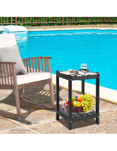 Mesa Lateral Doble Adirondack LZRS 60.96 cm HDPE Negro