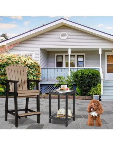 Mesa Lateral Doble Adirondack LZRS 60.96 cm HDPE Negro