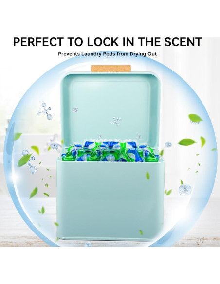 Contenedor de Pods de Lavandería Picowe Verde con Tapa de Madera