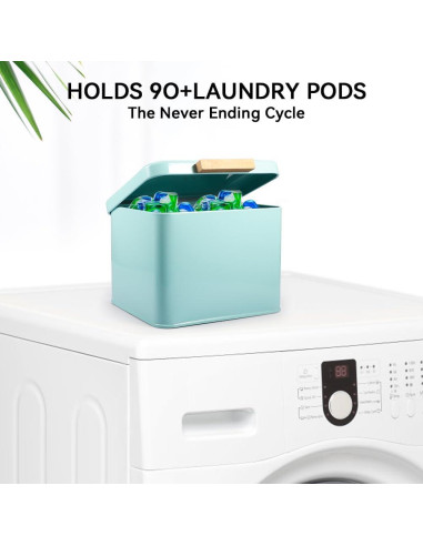 Contenedor de Pods de Lavandería Picowe Verde con Tapa de Madera