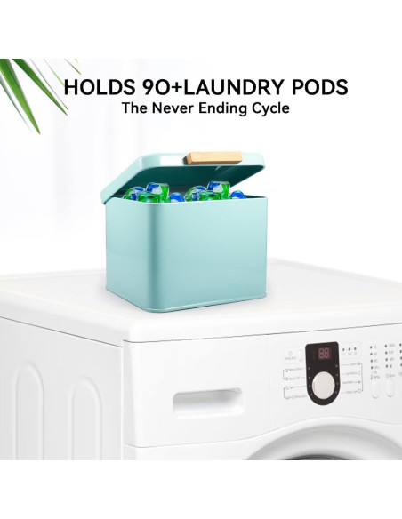 Contenedor de Pods de Lavandería Picowe Verde con Tapa de Madera