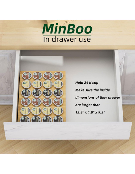 Soporte Organizador de K-Cup MinBoo de Bambú para 24 Cápsulas