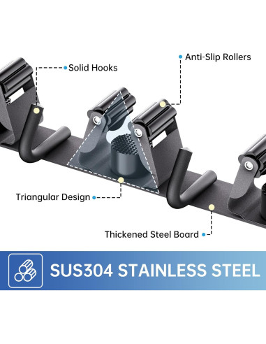 Soporte de Escoba ZONGOOL 4 Estantes 5 Ganchos Montaje Pared