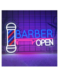 Cartel Neón Barber Open Ineonlife LED 40x36 cm Decoración