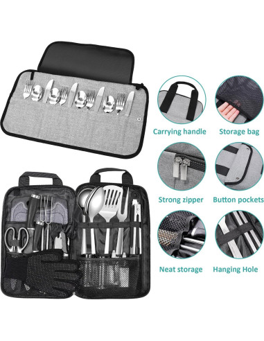 Juego de Utensilios de Cocina para Camping Logcow - Acero Inoxidable