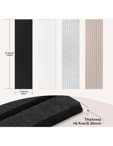 Paneles Acústicos Autoadhesivos 10 Unidades 120x30cm Negro