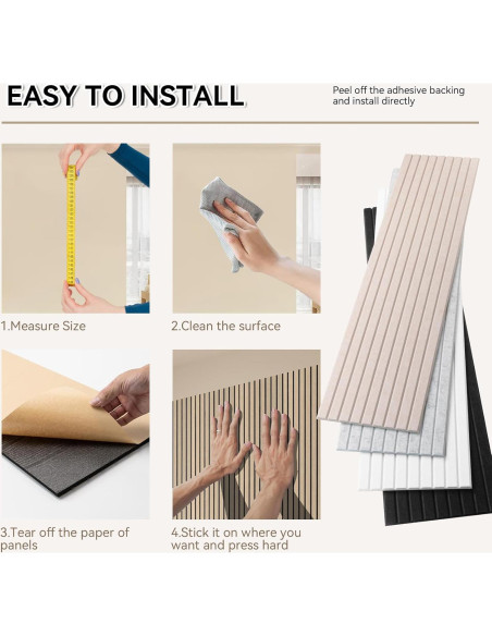 Paneles Acústicos Autoadhesivos 10 Unidades 120x30cm Negro