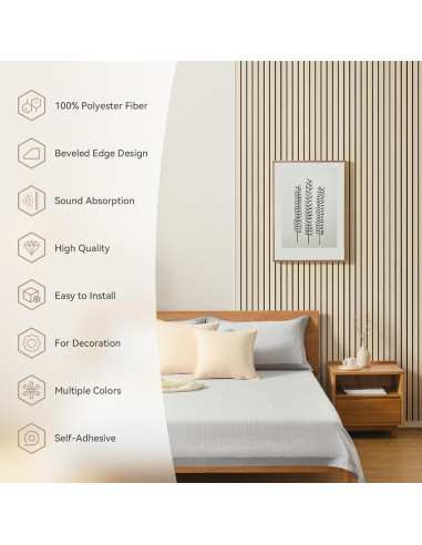 Paneles Acústicos Autoadhesivos 10 Unidades 120x30cm Negro