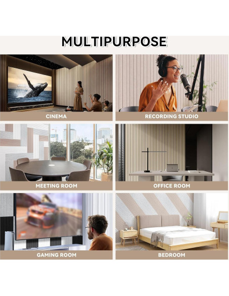 Paneles Acústicos Autoadhesivos 10 Unidades 120x30cm Negro