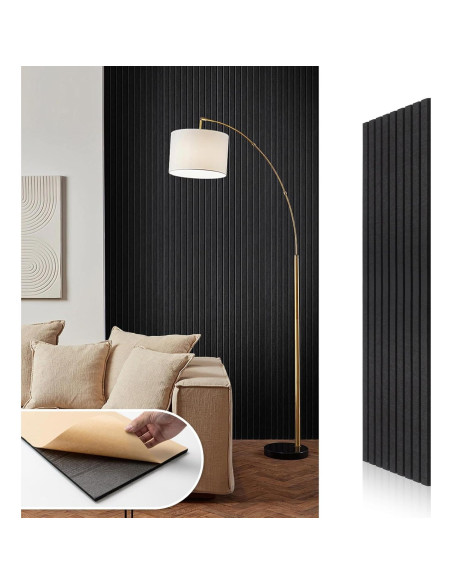 Paneles Acústicos Autoadhesivos 10 Unidades 120x30cm Negro