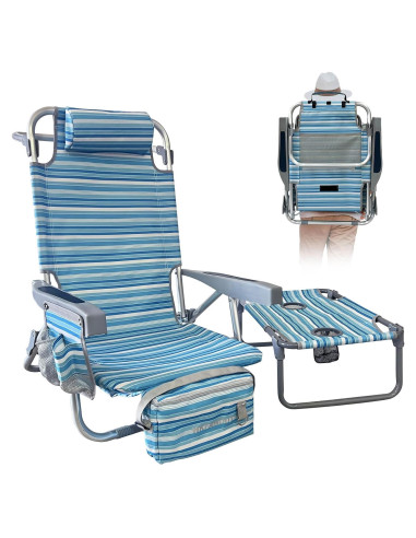 Silla de Playa Mochila WKFAMOUT con Mesa Plegable y Bolsa Térmica