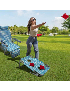 Silla de Playa Mochila WKFAMOUT con Mesa Plegable y Bolsa Térmica 2