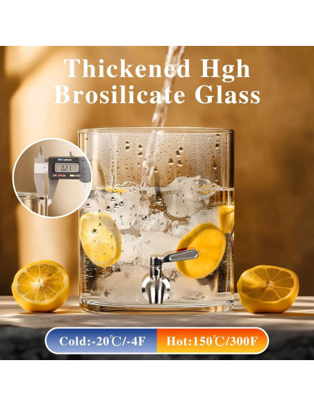 Dispensador de Bebidas de Vidrio SuRoidu 5L con Soporte de Madera