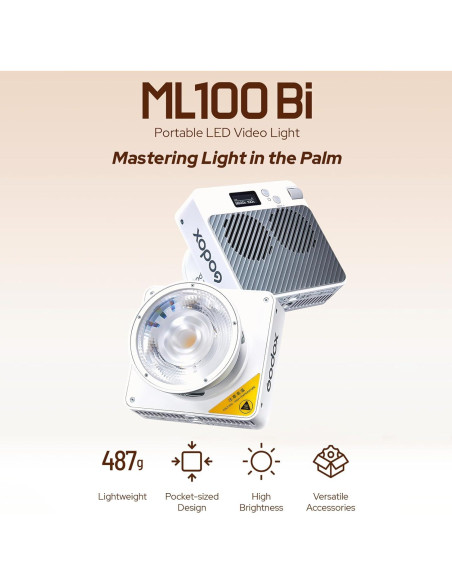 Godox ML100Bi Luz LED Portátil 120W Bicolor 2800K-6500K Godox ML100Bi Luz LED Portátil 120W Bicolor 2800K-6500K