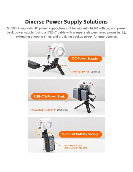 Godox ML100Bi Luz LED Portátil 120W Bicolor 2800K-6500K Godox ML100Bi Luz LED Portátil 120W Bicolor 2800K-6500K