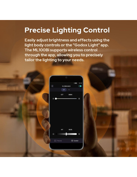 Godox ML100Bi Luz LED Portátil 120W Bicolor 2800K-6500K Godox ML100Bi Luz LED Portátil 120W Bicolor 2800K-6500K