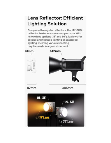 Godox ML100Bi Luz LED Portátil 120W Bicolor 2800K-6500K