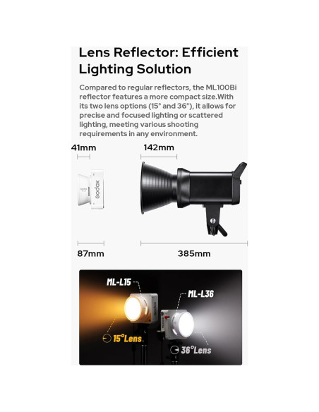 Godox ML100Bi Luz LED Portátil 120W Bicolor 2800K-6500K Godox ML100Bi Luz LED Portátil 120W Bicolor 2800K-6500K
