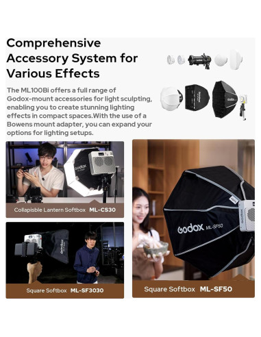 Godox ML100Bi Luz LED Portátil 120W Bicolor 2800K-6500K