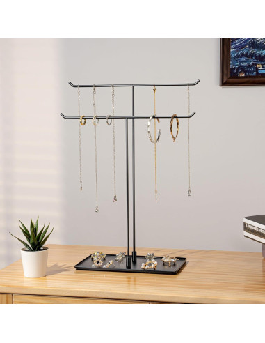 Soporte de Joyería Josmimic Negro Metal 2 Niveles Antideslizante