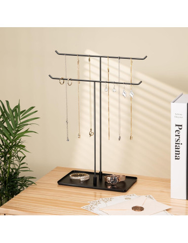Soporte de Joyería Josmimic Negro Metal 2 Niveles Antideslizante