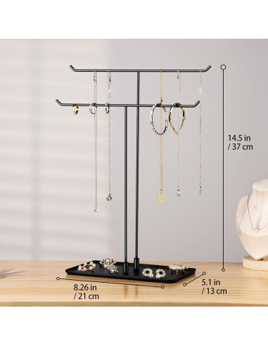 Soporte de Joyería Josmimic Negro Metal 2 Niveles Antideslizante