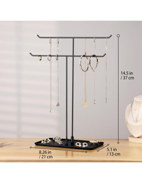 Soporte de Joyería Josmimic Negro Metal 2 Niveles Antideslizante Soporte de Joyería Josmimic Negro Metal 2 Niveles Antideslizante