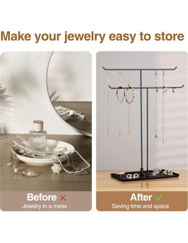 Soporte de Joyería Josmimic Negro Metal 2 Niveles Antideslizante