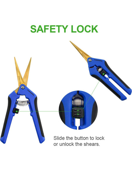 Tijeras de Podar Curvadas HOMEANING 12PCS Titanio Azul Tijeras de Podar Curvadas HOMEANING 12PCS Titanio Azul