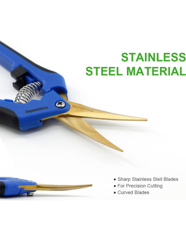 Tijeras de Podar Curvadas HOMEANING 12PCS Titanio Azul