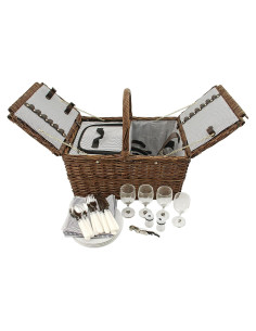 Cesta de Picnic Cape Cod Twine para 4 Personas con Vino