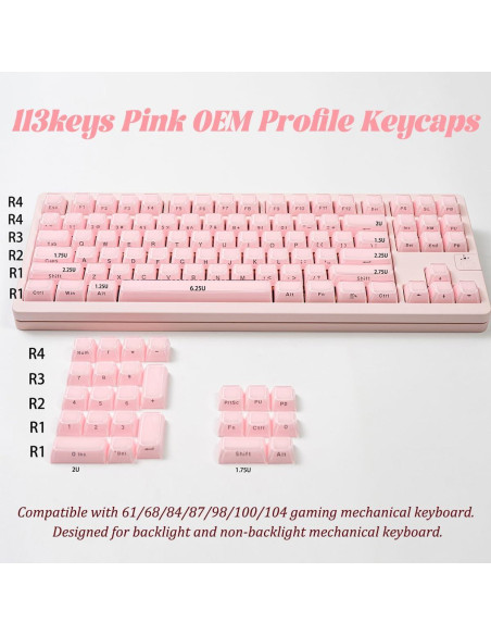 Teclas Mecánicas Personalizadas SUEHIODHY 113 Teclas Rosa Teclas Mecánicas Personalizadas SUEHIODHY 113 Teclas Rosa