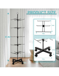 Soporte de Exhibición Giratorio Flenpptly Ajustable 5 Niveles Negro 2