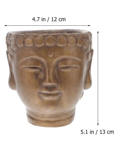 Maceta de Flor Buda Yardwe 13x12cm Bronce Cemento Decorativa