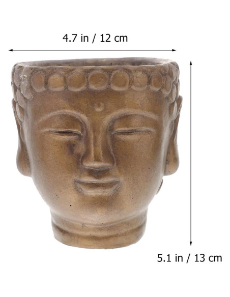 Maceta de Flor Buda Yardwe 13x12cm Bronce Cemento Decorativa