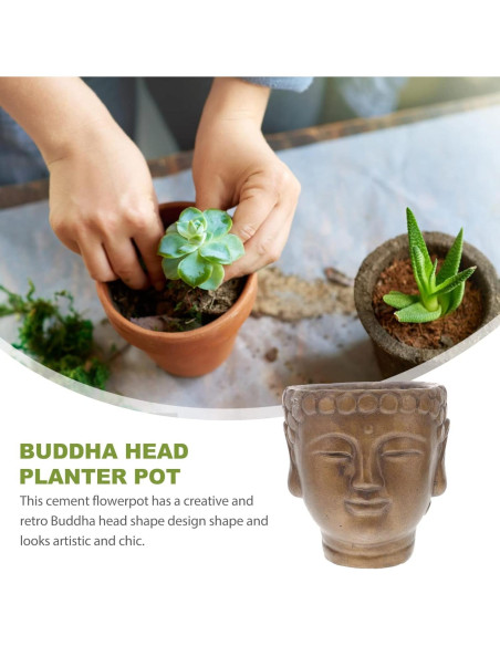 Maceta de Flor Buda Yardwe 13x12cm Bronce Cemento Decorativa