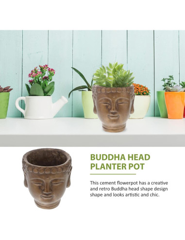 Maceta de Flor Buda Yardwe 13x12cm Bronce Cemento Decorativa